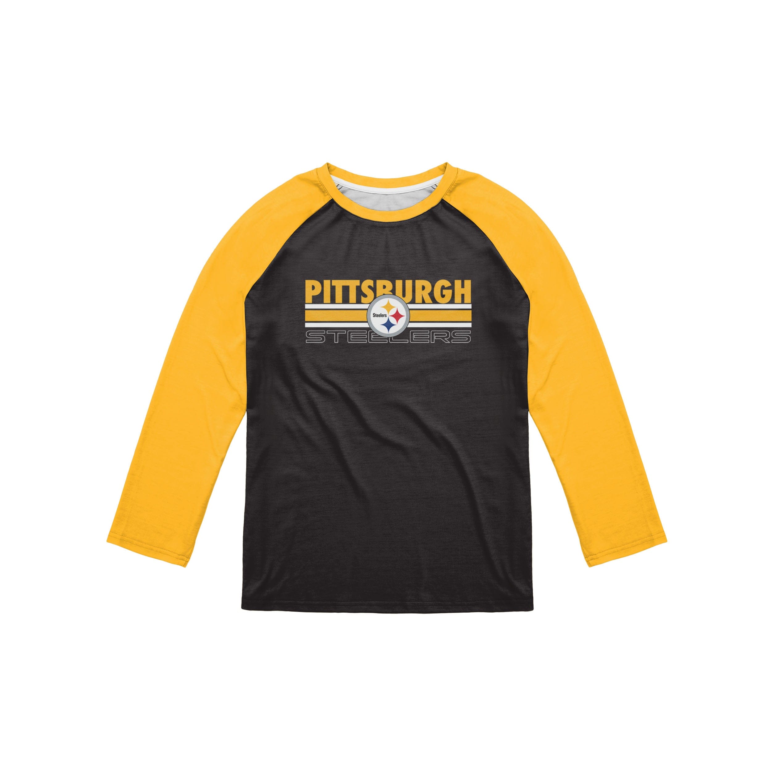 Pittsburgh Steelers NFL Mens Colorblock Wordmark Raglan T-Shirt