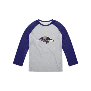 Baltimore Ravens NFL Mens Gray Big Logo Raglan T-Shirt