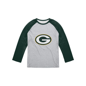 Green Bay Packers NFL Mens Gray Big Logo Raglan T-Shirt