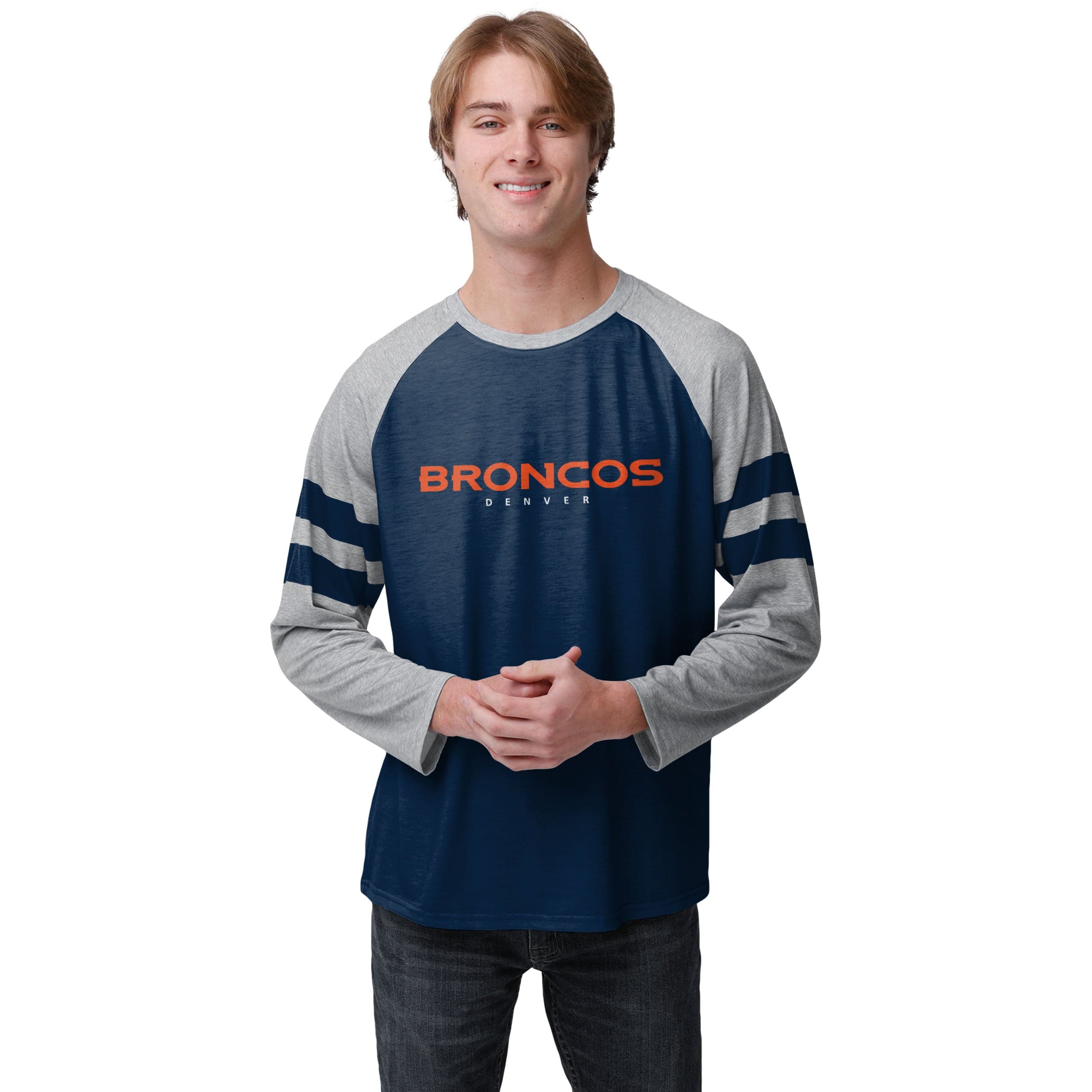 Raglan Broncos Long Sleeve Shirt Denver Broncos NFL Mens Team