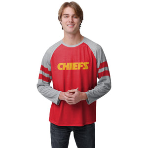 Kansas City Chiefs NFL Mens Team Stripe Wordmark Raglan T-Shirt