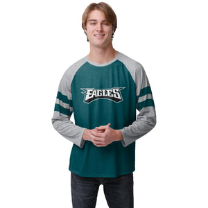 Philadelphia Eagles NFL Mens Team Stripe Wordmark Raglan T-Shirt