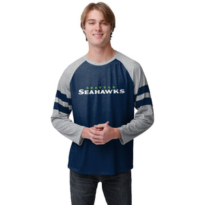 Seattle Seahawks NFL Mens Team Stripe Wordmark Raglan T-Shirt