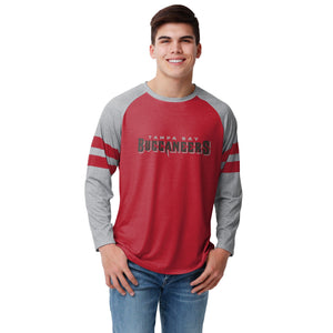 Tampa Bay Buccaneers NFL Mens Team Stripe Wordmark Raglan T-Shirt