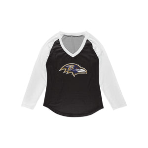Baltimore Ravens NFL Womens Big Logo Solid Raglan T-Shirt