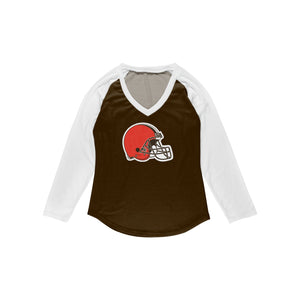 Cleveland Browns NFL Womens Big Logo Solid Raglan T-Shirt