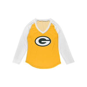 Green Bay Packers NFL Womens Big Logo Solid Raglan T-Shirt