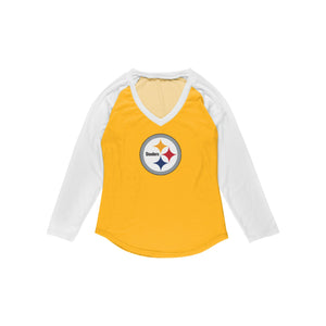 Pittsburgh Steelers NFL Womens Big Logo Solid Raglan T-Shirt