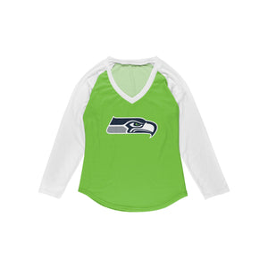 Seattle Seahawks NFL Womens Big Logo Solid Raglan T-Shirt