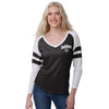 Las Vegas Raiders NFL Womens Script Wordmark Striped Sleeve Raglan T-Shirt