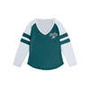 Philadelphia Eagles NFL Womens Script Wordmark Striped Sleeve Raglan T-Shirt