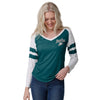 Philadelphia Eagles NFL Womens Script Wordmark Striped Sleeve Raglan T-Shirt