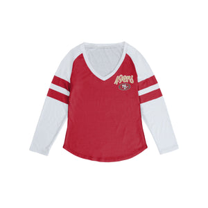 San Francisco 49ers NFL Womens Script Wordmark Striped Sleeve Raglan T-Shirt