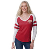 San Francisco 49ers NFL Womens Script Wordmark Striped Sleeve Raglan T-Shirt
