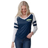 Seattle Seahawks NFL Womens Script Wordmark Striped Sleeve Raglan T-Shirt