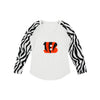 Cincinnati Bengals NFL Womens White Stripe Big Logo Raglan Shirt