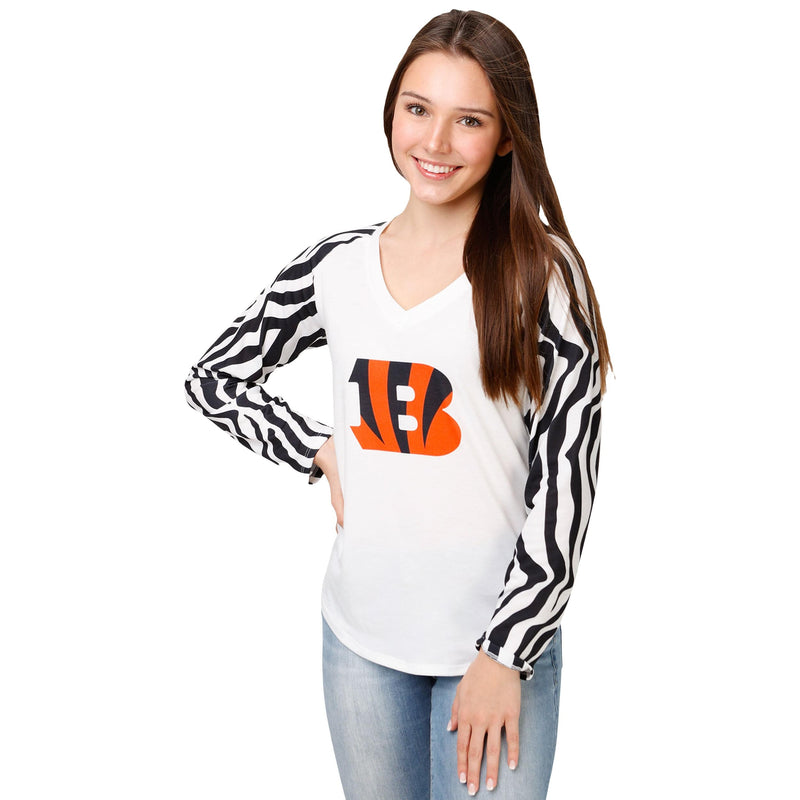 : FOCO Cincinnati Bengals NFL Womens White Stripe Pajama Shirt -  M : Sports & Outdoors