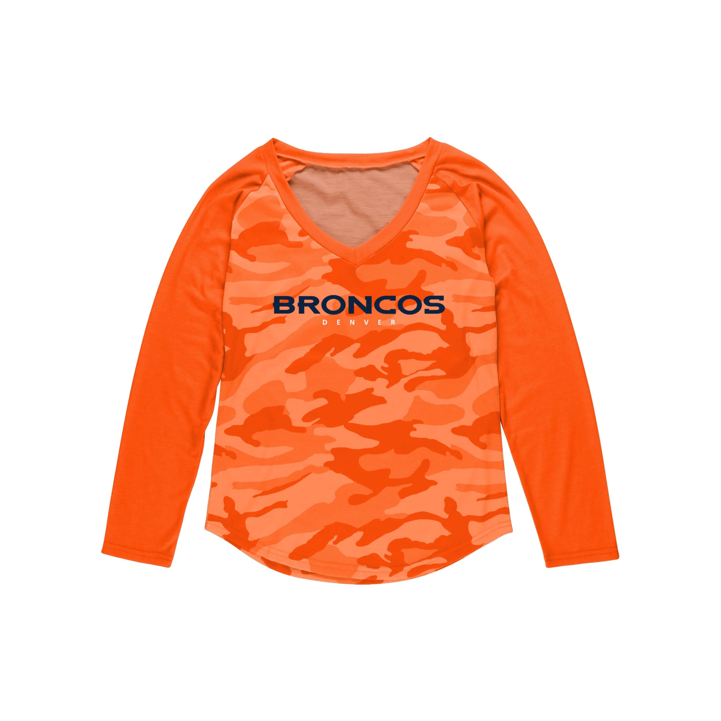 Denver Broncos NFL Womens Wordmark Tonal Camo Raglan T-Shirt