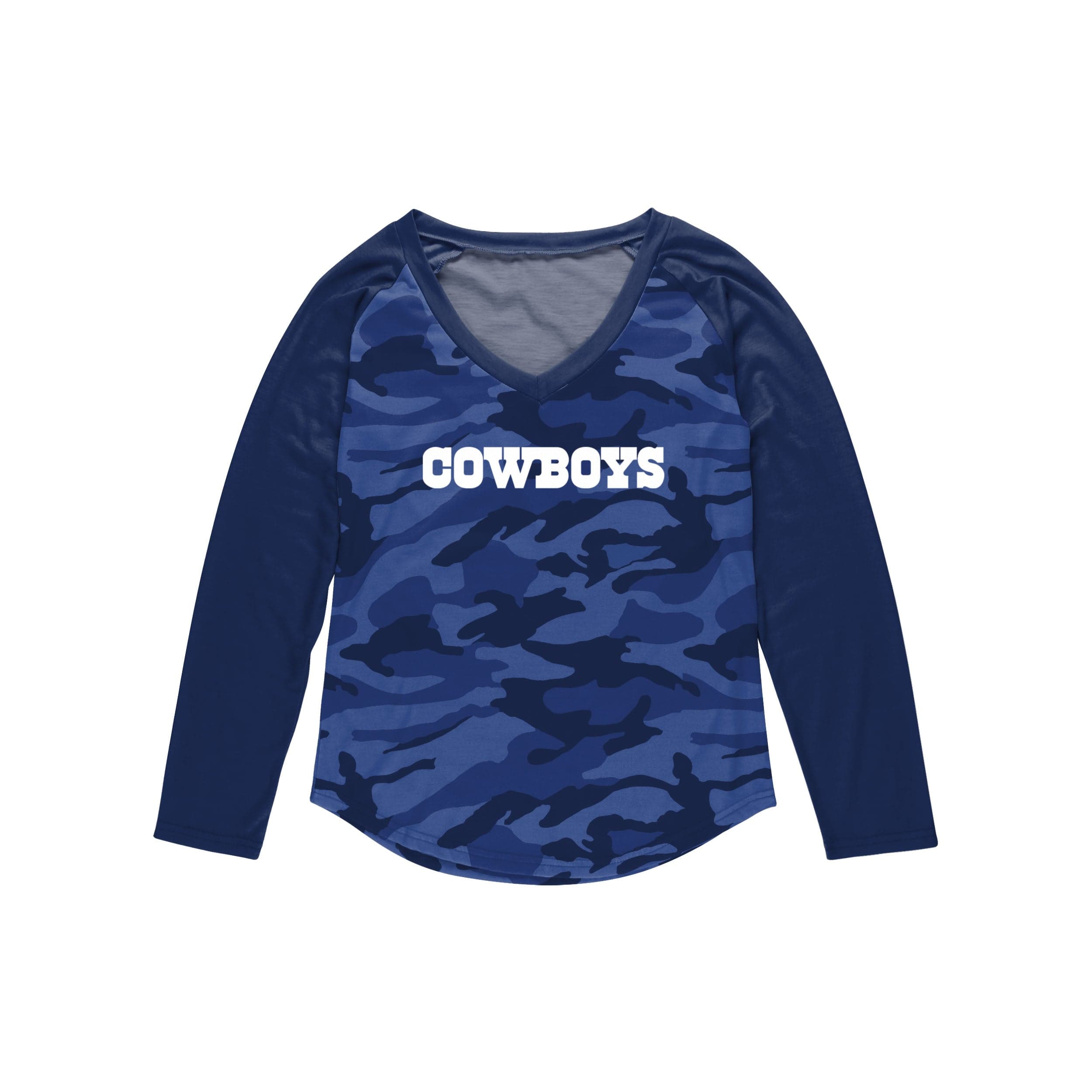 Dallas Cowboys NFL Womens Wordmark Tonal Camo Raglan T-Shirt