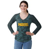 Green Bay Packers NFL Womens Wordmark Tonal Camo Raglan T-Shirt