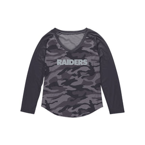 Las Vegas Raiders NFL Womens Wordmark Tonal Camo Raglan T-Shirt