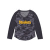 Pittsburgh Steelers NFL Womens Wordmark Tonal Camo Raglan T-Shirt