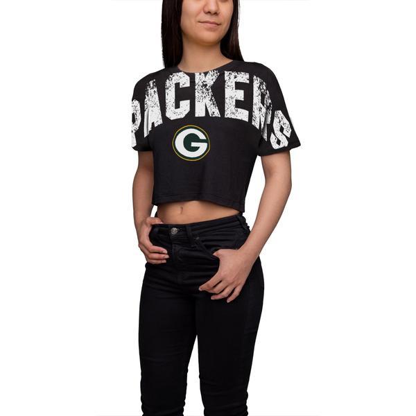 Green Bay Packers NFL Womens Distressed Wordmark Crop Top