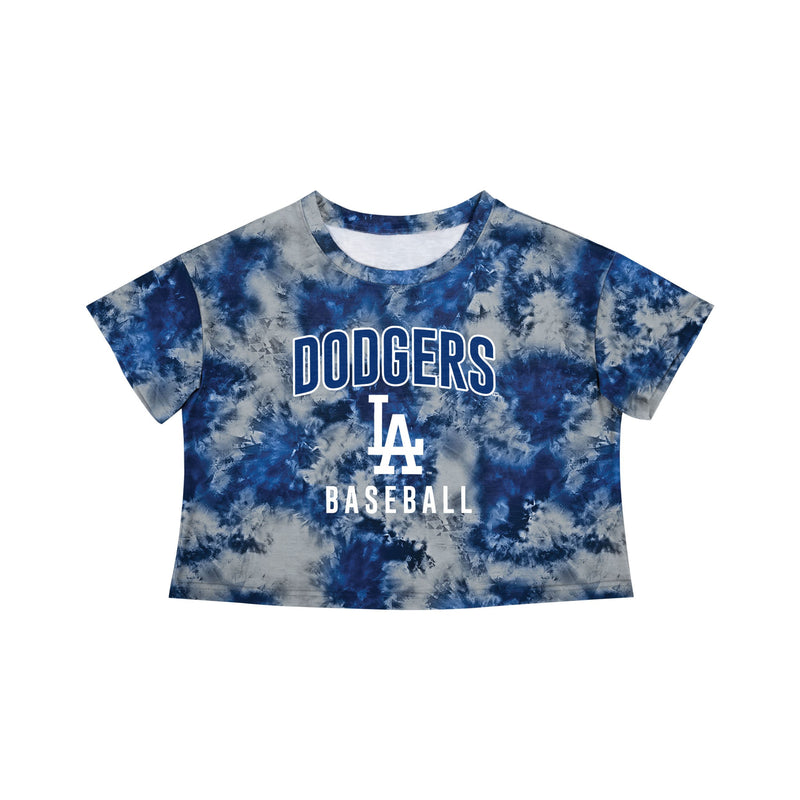 Women's Los Angeles Dodgers Majestic Threads Cooperstown Collection Tie-Dye  Boxy Cropped Tri-Blend T-Shirt