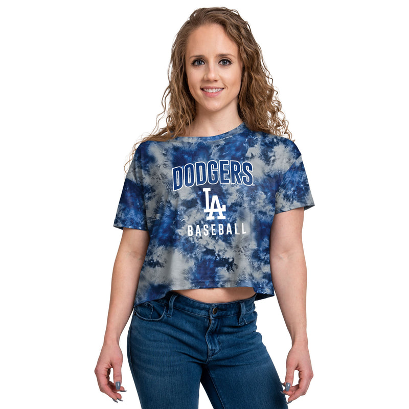 Los Angeles Dodgers MLB Womens Distressed Wordmark Crop Top