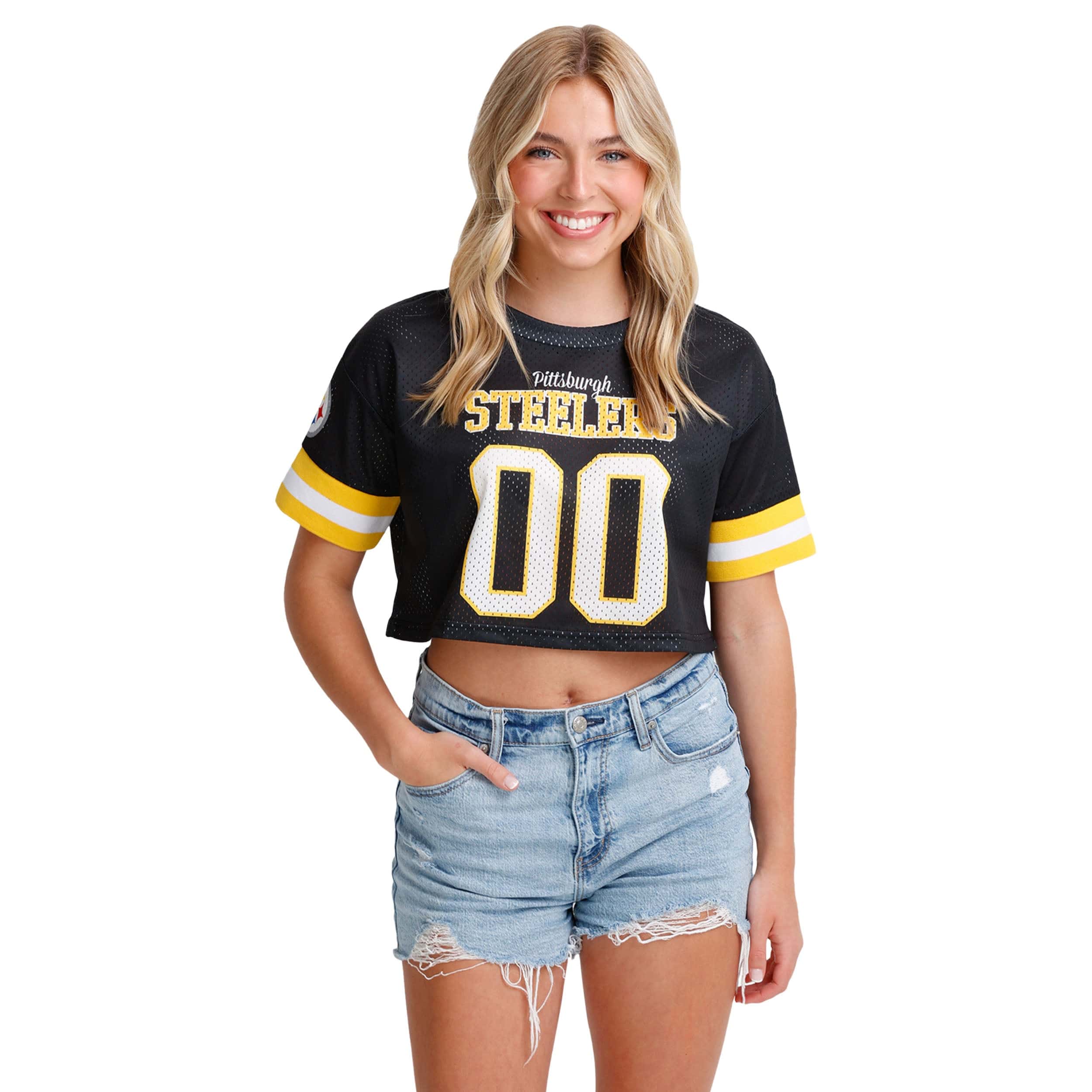 Pittsburgh Steelers NFL Womens Gameday Mesh Crop Top