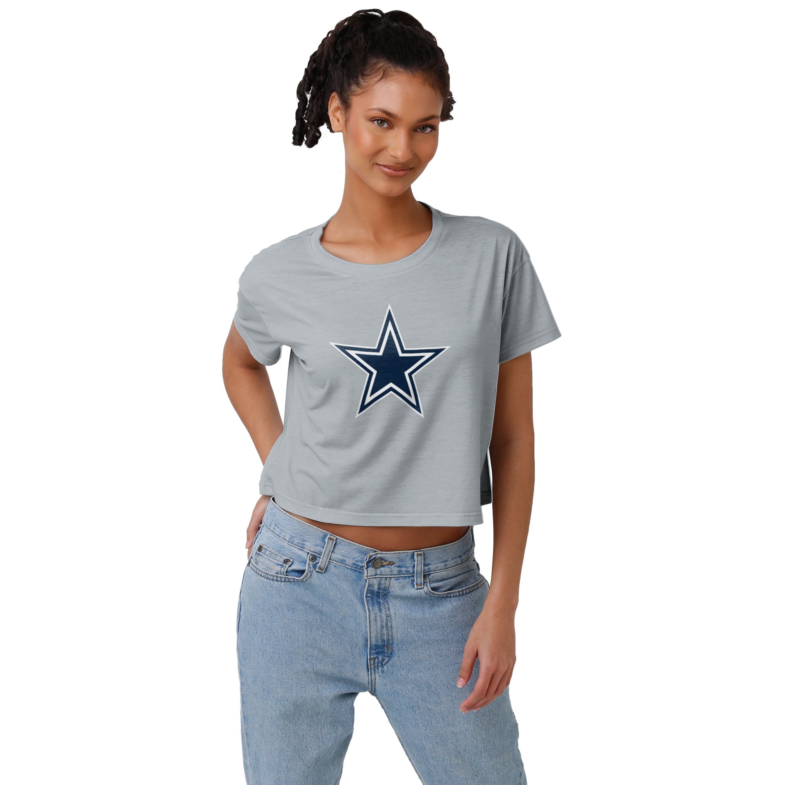 FOCO Dallas Cowboys NFL Womens Distressed Wordmark Crop Top