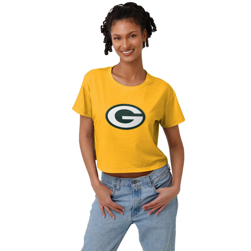 FOCO Green Bay Packers Ugly Crop Top Sweater, Women's