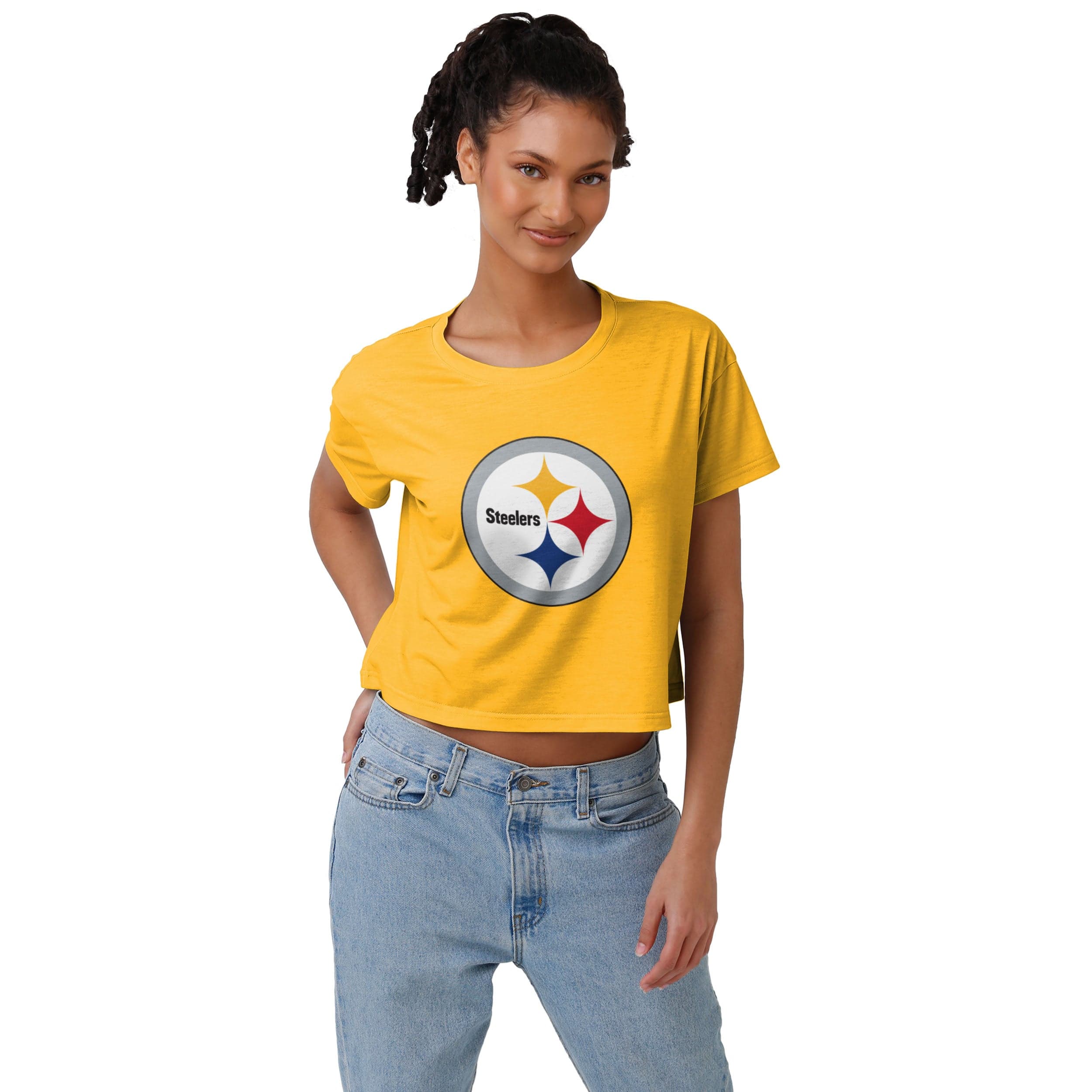 FOCO Pittsburgh Steelers NFL Womens Gameday Mesh Crop Top