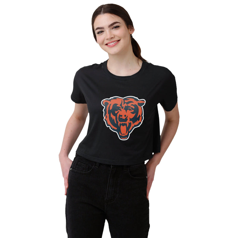 FOCO Chicago Bears NFL Womens Distressed Wordmark Crop Top