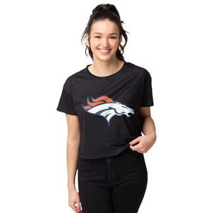 Denver Broncos NFL Womens Black Big Logo Crop Top