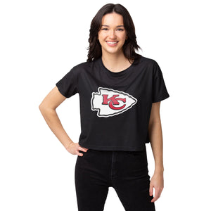 Kansas City Chiefs NFL Womens Black Big Logo Crop Top