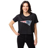 New England Patriots NFL Womens Black Big Logo Crop Top