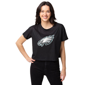 Philadelphia Eagles NFL Womens Black Big Logo Crop Top