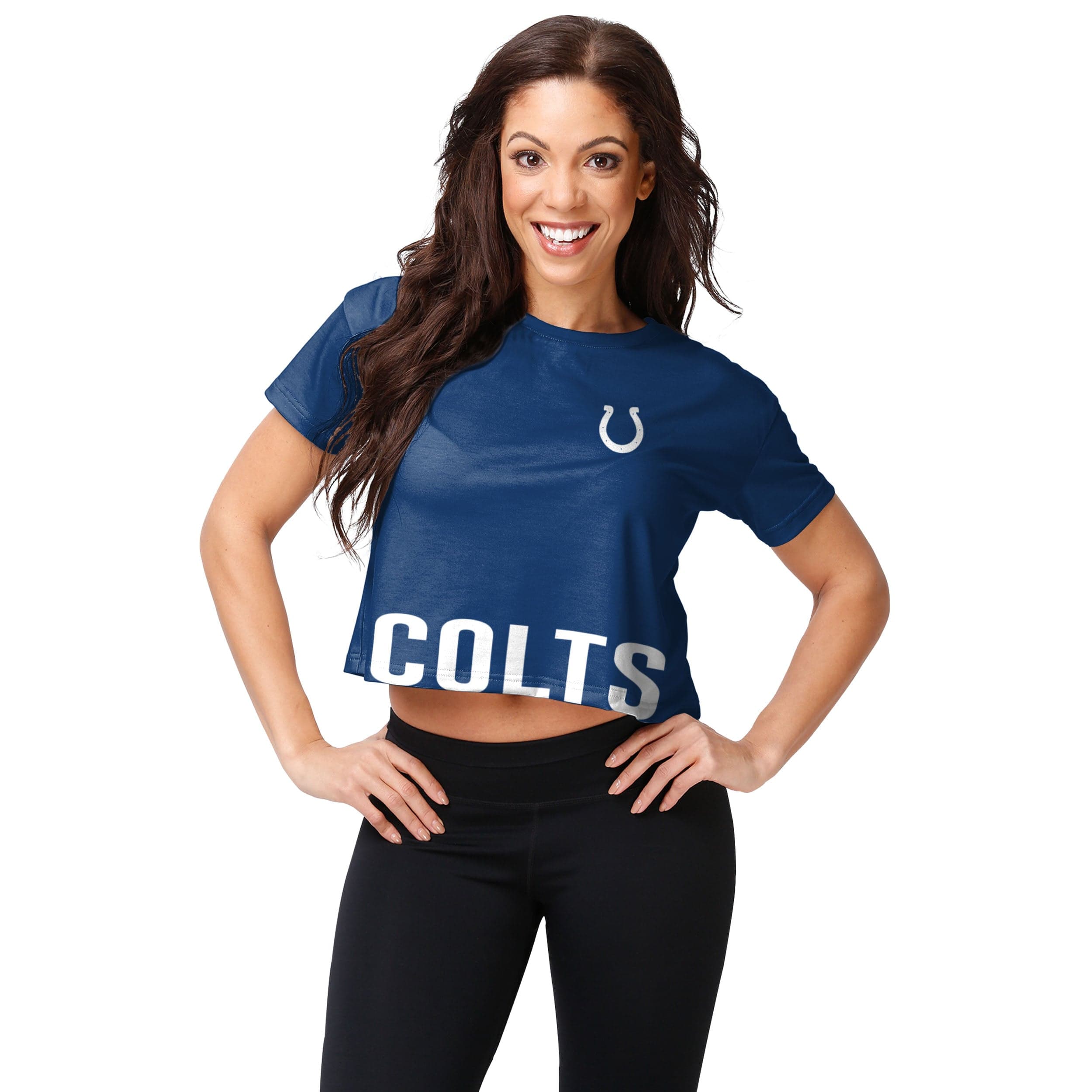 New Era Women's Indianapolis Colts Space Dye Blue Long Sleeve Crop