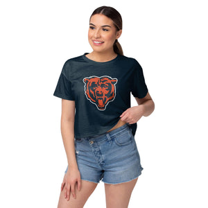 Chicago Bears NFL Womens Solid Big Logo Crop Top