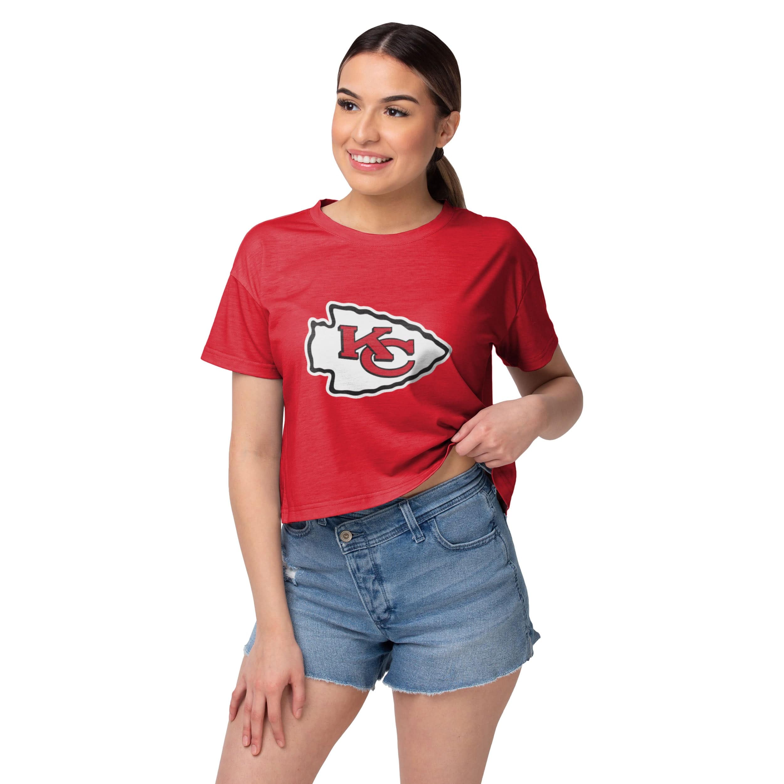 Kansas City Chiefs Womens Black Big Logo Crop Top