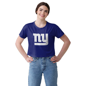 New York Giants NFL Womens Solid Big Logo Crop Top