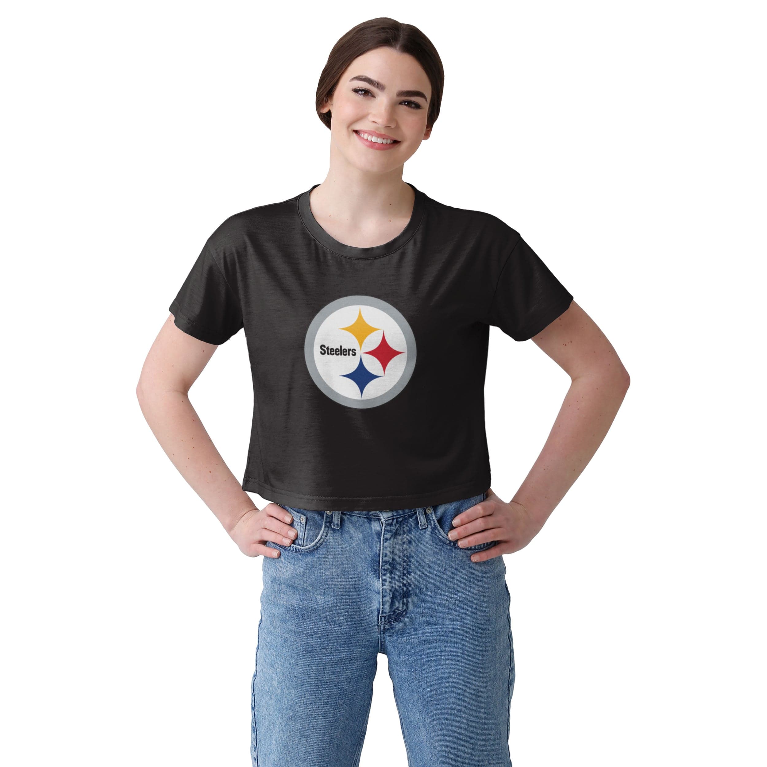 Lids Pittsburgh Steelers '47 Women's Fanfare Sport V-Neck Crop Top