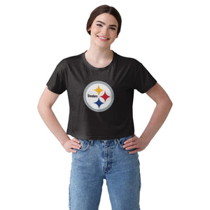 Pittsburgh Steelers NFL Womens Solid Big Logo Crop Top