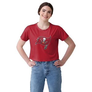 Tampa Bay Buccaneers NFL Womens Solid Big Logo Crop Top