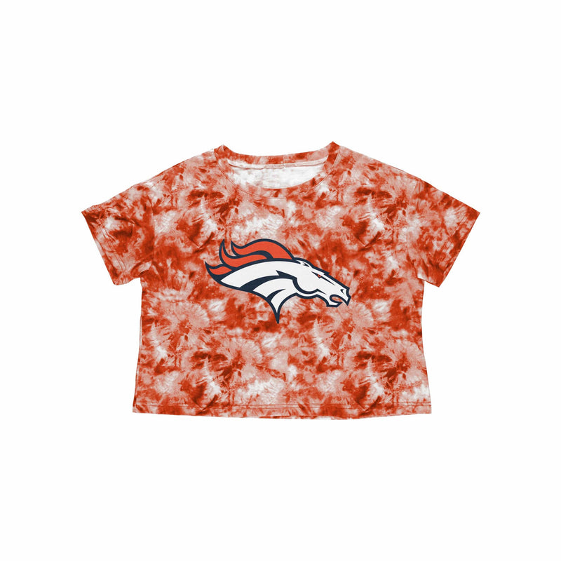 NFL Denver Broncos Junior Short Sleeve Tie-Dye Fashion Crop T-Shirt - S