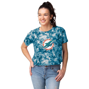 Miami Dolphins NFL Womens Tie-Dye Big Logo Crop Top