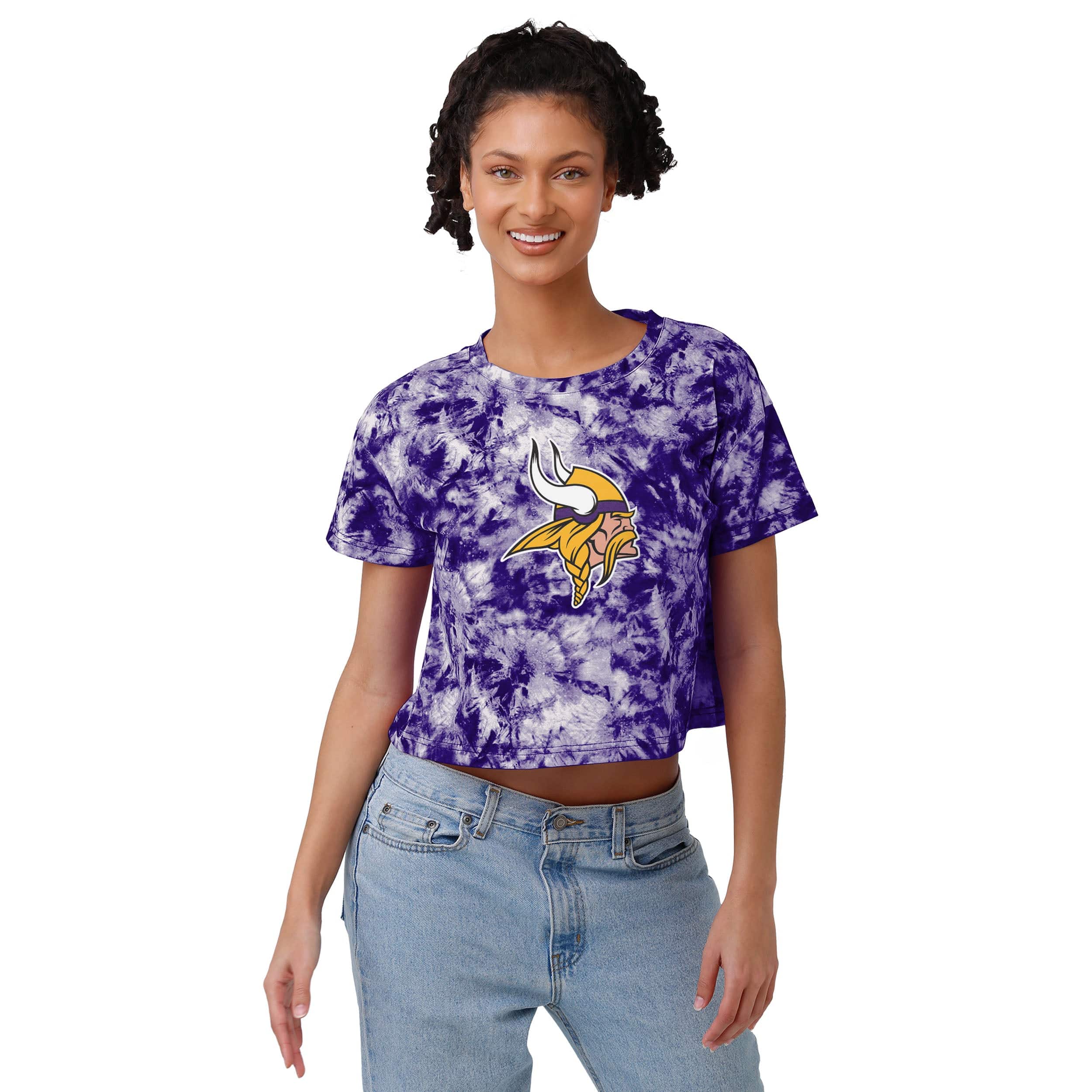 Minnesota Vikings NFL Womens Tie-Dye Big Logo Crop Top