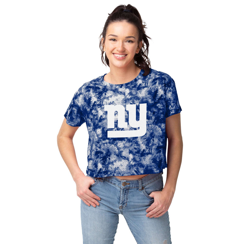 New York Giants NFL Womens Tie-Dye Big Logo Crop Top