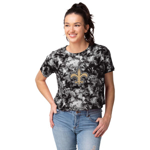 New Orleans Saints NFL Womens Tie-Dye Big Logo Crop Top